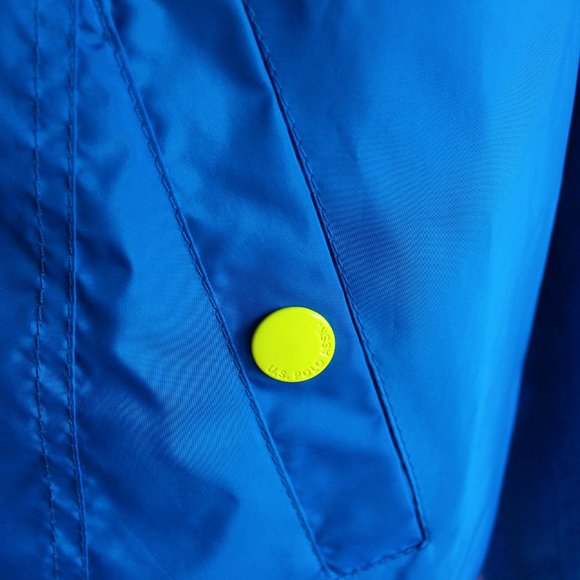 U.S. Polo Assn. Hooded Blue & Yellow Rain Jacket - Picture 5 of 8